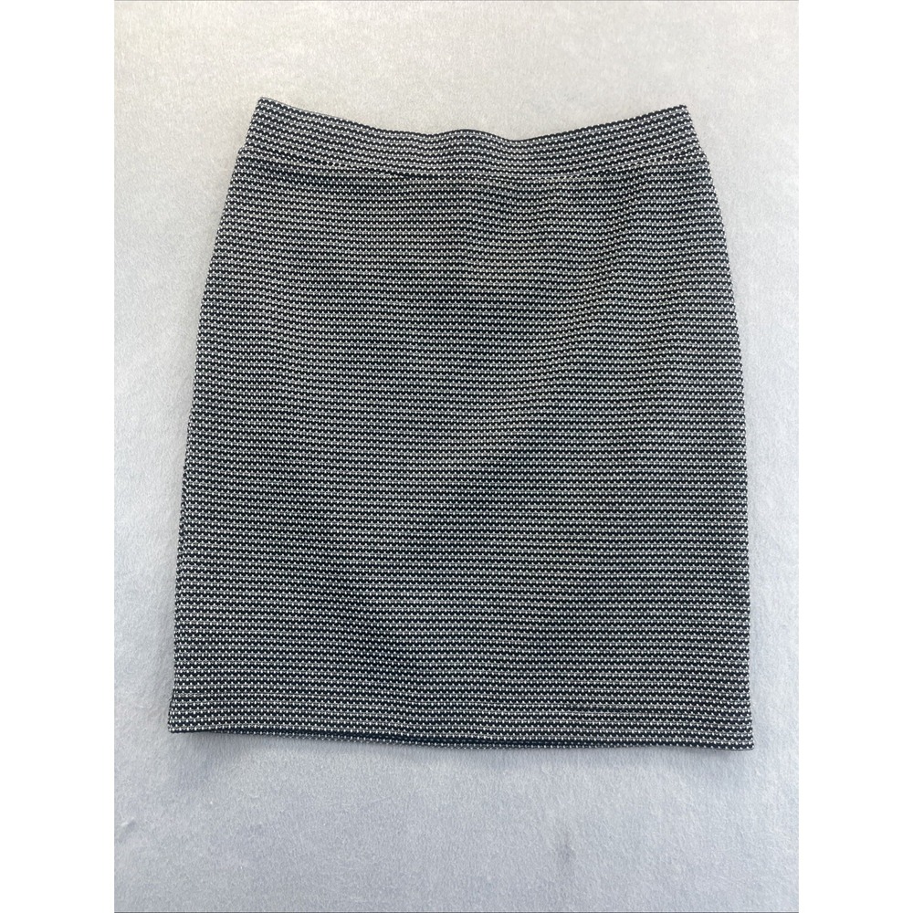 ANN TAYLOR LOFT Black White Stretch Straight Pencil Skirt Size S Small Textured